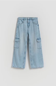 Reserved - Широкі wide leg з кишенями карго - синій - 805FF-05J