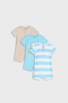 Бавовняні ромпери 3 pack - кремовий