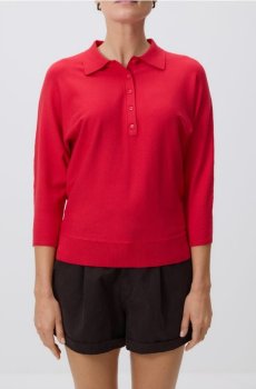 Reserved - Джемпер поло з віскозою - червоний - 833IP-33X