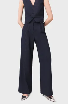 Женские темно-синие брюки в полоску Синий 36 MAJE MFPPA00748_Blue