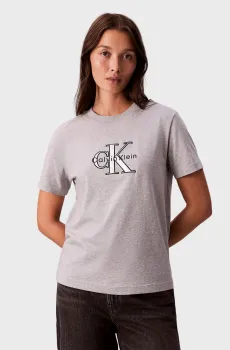 Женская серая футболка SS CLASSIC MONOLOGO METALLIC CNE Серый S Calvin Klein Jeans LV047E819G