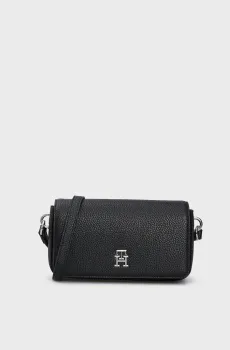 Женская черная сумка TH EMBLEM FLAP CROSSOVER Черный ONESIZE Tommy Hilfiger AW0AW15180