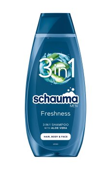 Шампунь для мужчин 3-в-1 Schauma Men Свежесть с морскими минералами и экстрактом алоэ вера, для волос, тела и лица 400 мл
