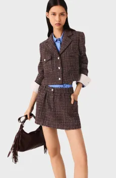 Женский коричневый твидовый жакет Коричневый 36 MAJE MFPVE00741_brown