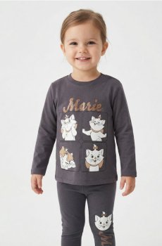 Бавовняна футболка з принтом Marie - антрацитовий