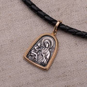 Серебряная ладанка Божией Матери с позолотой 131756 Серебряная ладанка Божией Матери с позолотой 131756