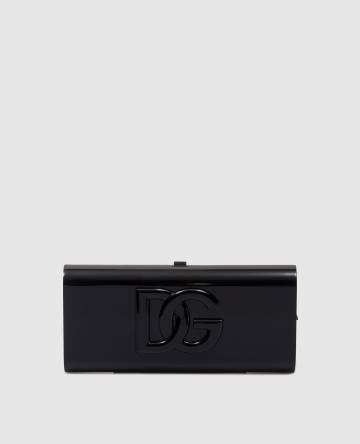 Черный клатч Dolce Box с фактурным логотипом Черный клатч Dolce Box с фактурным логотипом