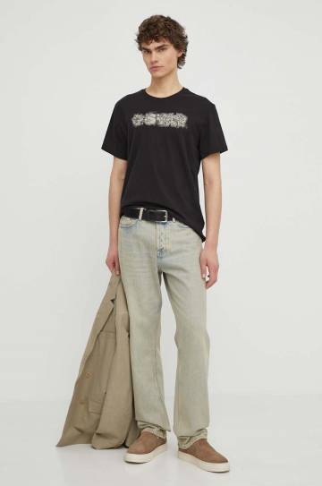 Хлопковая футболка G-Star Raw мужской цвет чёрный с принтом Хлопковая футболка G-Star Raw мужской цвет чёрный с принтом