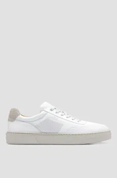 Мужские белые кожаные сникерcы Белый 45 BOSS 50517694;100
