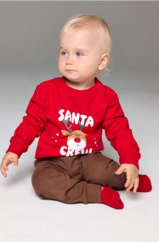 Світшот з круглим вирізом з різдвяним мотивом - червоний