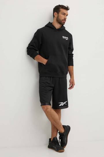 Кофта Reebok Brand Proud мужская цвет чёрный с капюшоном с принтом 100076385 Кофта Reebok Brand Proud мужская цвет чёрный с капюшоном с принтом 100076385