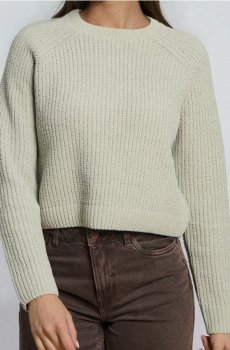 Джемпер з трикотажу в рубчик - світло-оливковий