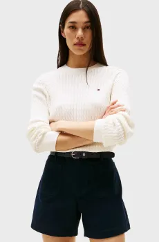 Женский белый джемпер CO CABLE Белый M Tommy Hilfiger WW0WW44993