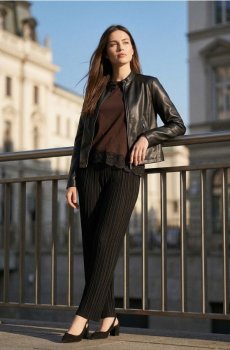 Байкерська куртка зі штучної шкіри - темно коричневий