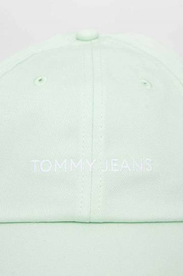 Хлопковая кепка Tommy Jeans цвет бежевый однотонная Хлопковая кепка Tommy Jeans цвет бежевый однотонная