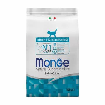 Сухой корм Monge Kitten для котят (от 1 до 12 месяцев), со вкусом курицы с рисом, 400 г