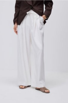 Reserved - Широкі штани з зав’язкою - білий - 575KK-00X