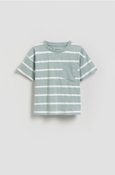 Reserved - Бавовняна футболка у смужку - блідо-блакитний - 931IX-05X