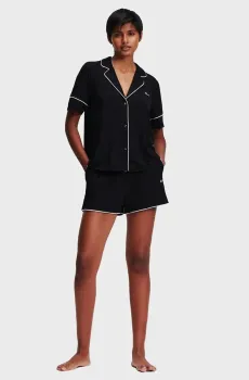 Женская черная пижама (рубашка,шорты) LOGO Черный XS Karl Lagerfeld 240W2108