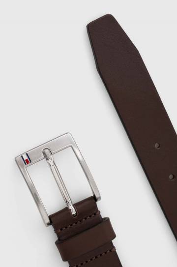 Кожаный ремень Tommy Hilfiger мужской цвет коричневый AM0AM08363 Кожаный ремень Tommy Hilfiger мужской цвет коричневый AM0AM08363