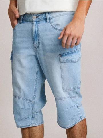 Джинсові шорти карго - синій
