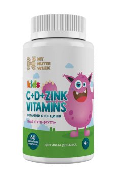 Детские витамины My Nutri Week Kids C+D+Zink Vitamins, 60 желейных пастилок