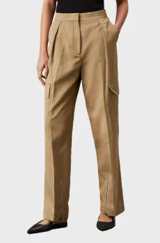 Женские бежевые брюки COTTON LINEN CARGO Бежевый 36 Calvin Klein K20K206668