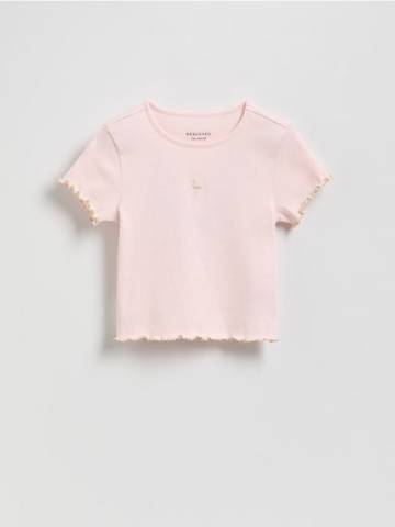 Reserved - Футболка в рубчик з вишивкою - пастельний рожевий - 529EX-03X