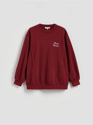 Reserved - Бавовняний світшот із вишивкою - буряковий - 898BZ-83X Reserved - Бавовняний світшот із вишивкою - буряковий - 898BZ-83X