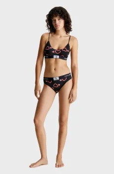 Женский черный топ с узором UNLINED BRALETTE Черный XS Calvin Klein 000QF7477E