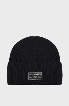 Мужская темно-синяя шерстяная шапка TH MONOTYPE OUTDOOR WOOL BEANIE Синий ONESIZE Tommy Hilfiger AM0AM12889