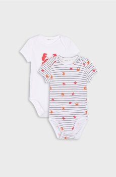 Бавовняне дитяче боді з принтом краба - кремовий