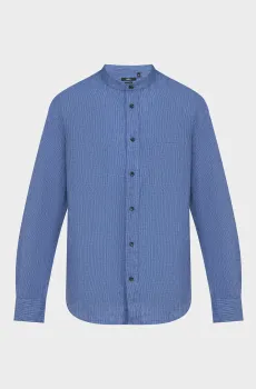 Мужская синяя льняная рубашка Синий M Mexx MF007201441M