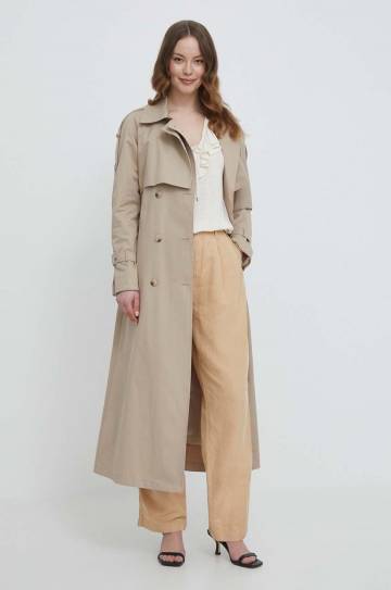 Льняная блузка Lauren Ralph Lauren цвет бежевый однотонная Льняная блузка Lauren Ralph Lauren цвет бежевый однотонная