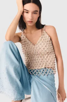 Женский бежевый топ Бежевый 40 MAJE MFPTO01342_Ecru