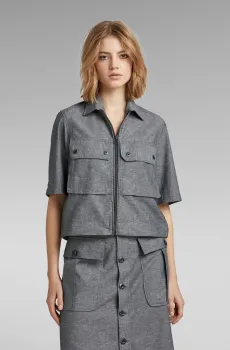 Женская серая рубашка cropped shirt Серый S G-Star RAW D22914,D123