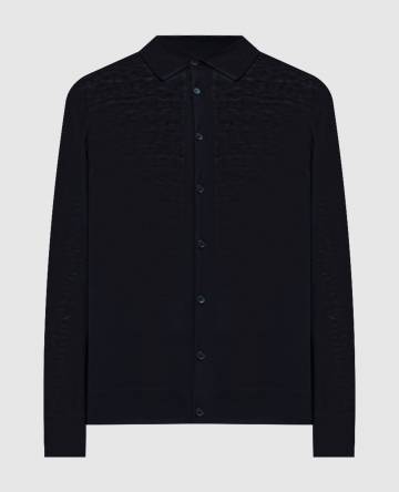 Синий кардиган в стиле рубашки с шелком