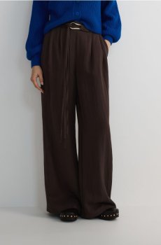Reserved - Штани вільного крою з ременем - темно коричневий - 987BU-89X