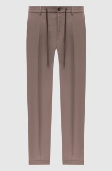 Коричневые брюки из льна