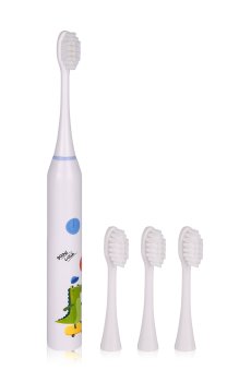 Детская электрическая зубная щетка, белая с рисунком крокодила, 1 шт