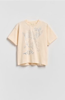 Reserved - Футболка з металевим принтом - нюдовий - 406HU-02X