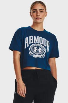 Женская синяя футболка UA COLLEGIATE CREST CROP SS Синий L Under Armour 1379402-426
