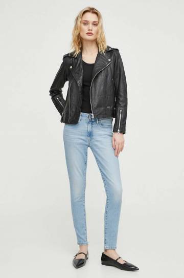 Кожаная куртка G-Star Raw женская цвет чёрный переходная Кожаная куртка G-Star Raw женская цвет чёрный переходная