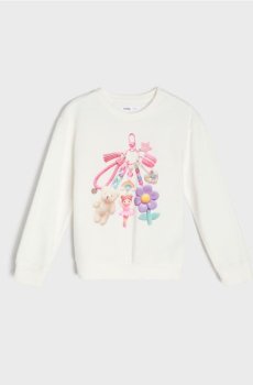 Бавовняна кофта crewneck з принтом брелока з підвісками - кремовий