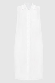 Белое платье-рубашка из льна