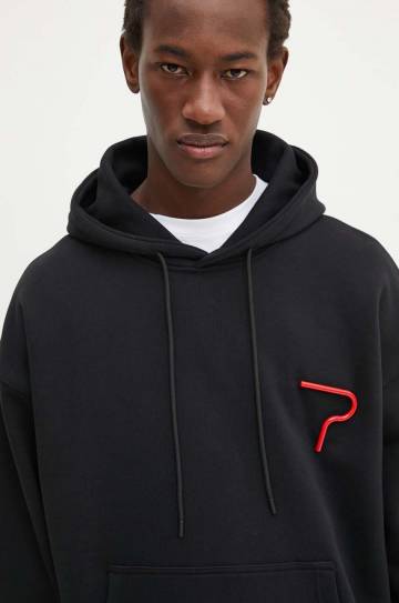 Хлопковая кофта MSGM мужская цвет чёрный с капюшоном с аппликацией 3740MM133.247795 Хлопковая кофта MSGM мужская цвет чёрный с капюшоном с аппликацией 3740MM133.247795