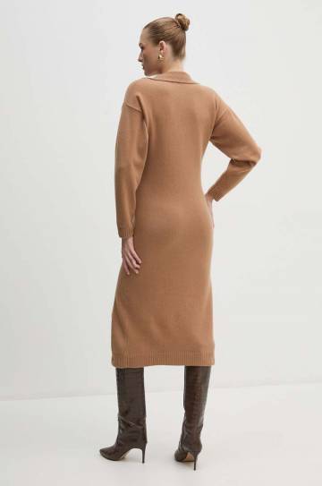 Шерстяное платье Pinko цвет бежевый maxi oversize 104064 A1CH Шерстяное платье Pinko цвет бежевый maxi oversize 104064 A1CH