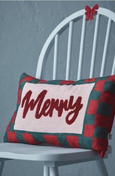 Різдвяна декоративна подушка з об’ємним написом «Merry» - різнобарвний