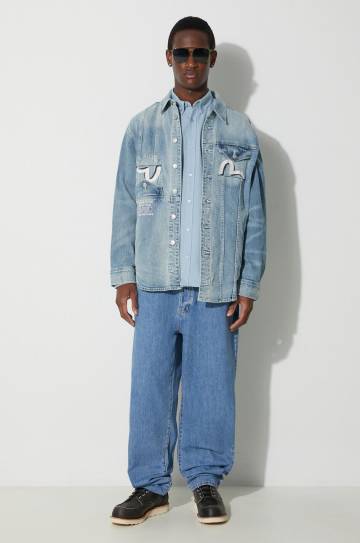 Джинсовая куртка Evisu мужская переходная oversize Джинсовая куртка Evisu мужская переходная oversize