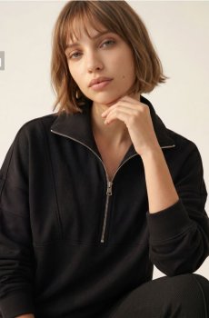Світшот half-zip з бавовною - чорний
